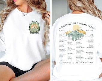 Retro US National Parks Sweatshirt,62 National Parks Crewneck Shirt,Hiking Shirt Gifts,Camping Sweatshirt,Adventure Shirt,Nature Lover Gift