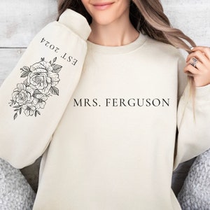 Custom Future Mrs Bride Sweatshirt,Mrs Last Name Sleeve Shirts,Bride Personalized Sweatshirt Gift For Wife Bride Sweater,Future Mrs Crewneck