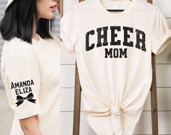 Customized Cheer Sleeve Shirt Gift For Cheer Mom Sweatshirt,Personalized Cheerleader Mama Gift,Cheerleading Mom Tee School Cheer Competition