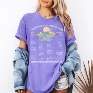 US National Parks Comfort Color Crewneck Shirt,Mountain Crewneck T Shirt Gift For Camper,Park Ranger Environmental Camping Clothes Wildlife