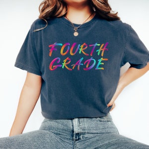 Retro Fourth Grade Rainbow Shirt Comfort Colors®,Fourth Grade Elementary Teacher 4th Grade Team Group Shirts,Teacher Gift,Fourth Grade Tee