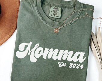 Custom Momma Comfort Colors Shirt,Custom Momma Sweatshirt,New Future Mom Sweatshirt,Pregnancy Announcement Gift For Mom Hoodie,Mama Sweater