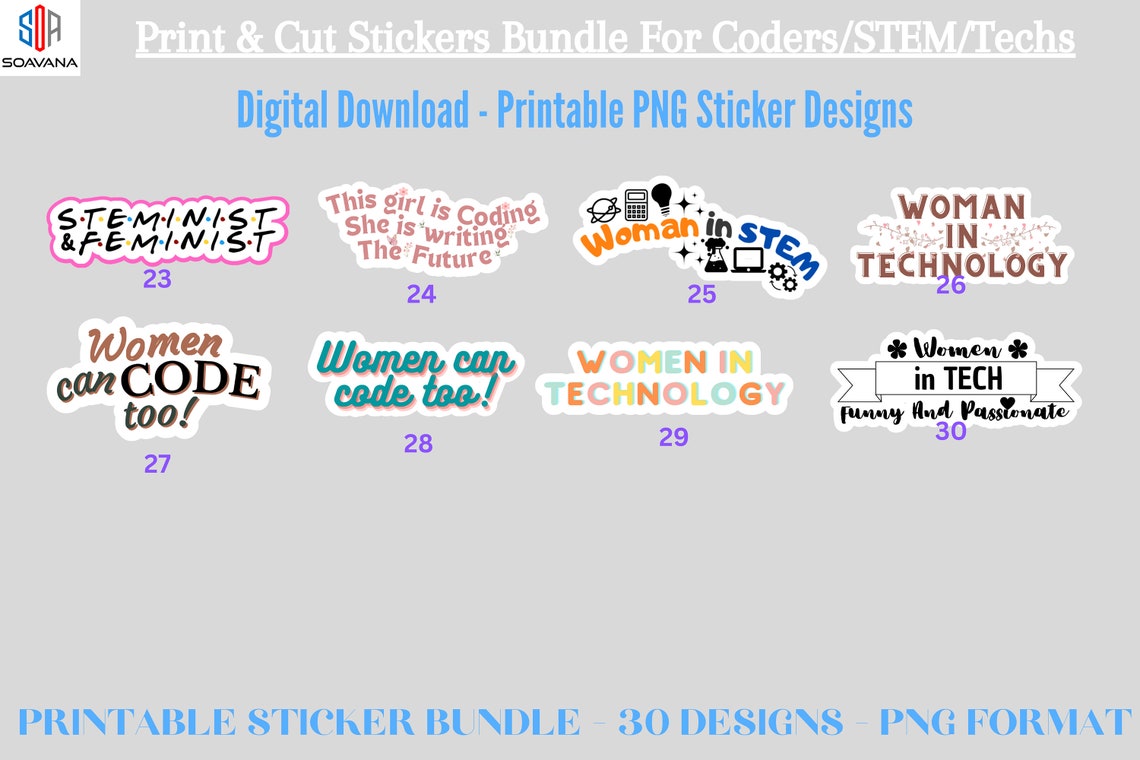 Printable Computer Programmer Stickers Pack PNG Digital - Etsy