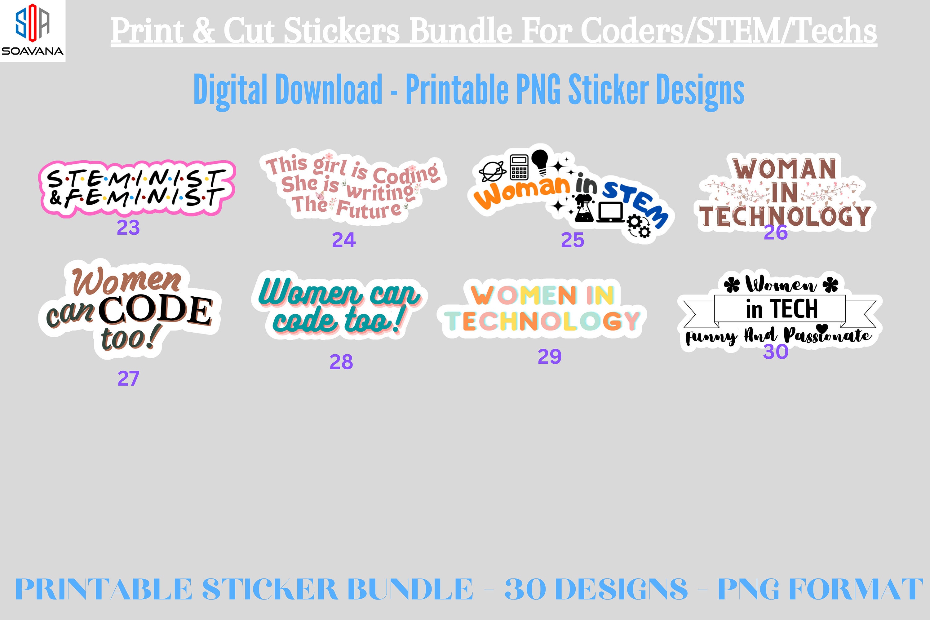 Printable Computer Programmer Stickers Pack PNG Digital - Etsy
