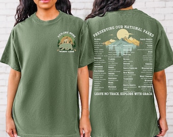 National Parks Crewneck Shirt Comfort Color National Park camping shirt gifts Camper Hiker gift for her Traveler Explorer Shirt Camper Gift