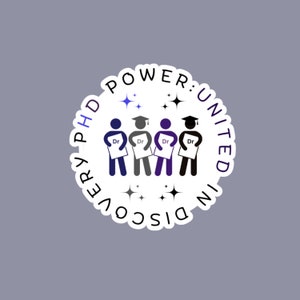Poder de PhD: adesivo de descoberta unido, adesivo engraçado de médico para estudante de doutorado, presente de adesivo de graduação de doutorado, adesivo de garrafa de água de médico