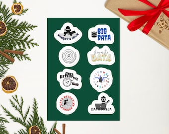 データサイエンス ステッカー パック、データアナリスト向けデータ忍者ステッカー ギフト、データサイエンティスト ステッカー シート、データサイエンス卒業記念品またはエンジニア向け