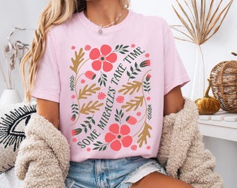 IVF Mom Shirt Comfort Color Gift IVF Mama,Some Miracles Take Time Surrogate T-Shirt Embryo Transfer Tee,Miracle Mom Gift,Infertility Sweater