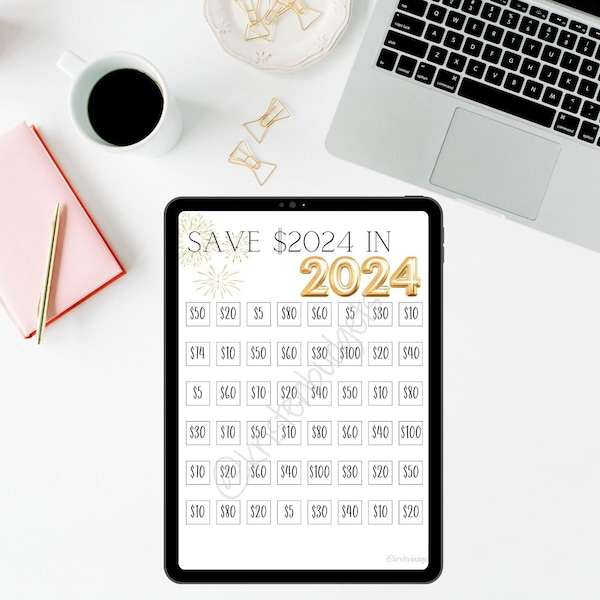 NEW 2024 Printable Savings Challenge, Save 2024 Dollars, 2 size options, Money Tracker, Digital Download