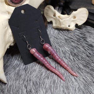 Worm Earrings Funny Unique Gift Halloween Jewelry Gory Horror Lover Oddity Earrings Bug Lover Earthworm
