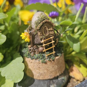 fairy house glass terrarium tiny diorama, fairy garden woodland terrarium miniature cottage gifts for girls fairytale decor fairy jar