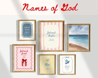 Names of God Christian Wall Art Set: Coquette Scripture Prints (Digital Download)