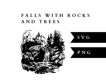 Woodland Waterfall SVG: Falls Vector Graphic (PNG, SVG)