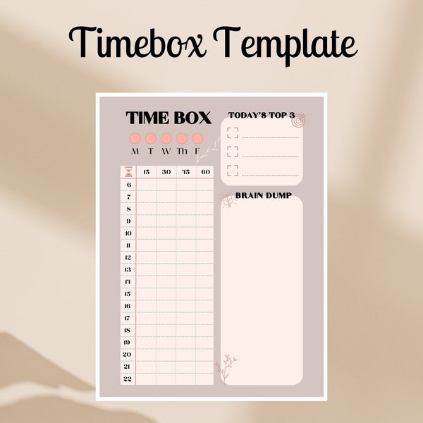 TimeBox Template Technique | Goodnotes Printable| Productivity tracker | Growth Mindset | Time Management Template | Study Progress| Ipad