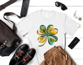 St. Patrick's Day Glitter Shamrock Shirt, Four Leaf Clover Shirt, St. Patty's Day Sequin Style Tee, Clover Lucky Shirt