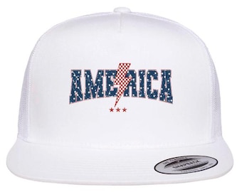 Retro America Hat, Vintage Patriotic Text America Hat, 4th Of July Hat, Land Of The Free Hat, Fourth Of July Independence Day Hat, USA Cap