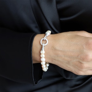 Genuine Salmon Pink Pearl Bracelet, Mother’s day gift, Freshwater Pearl Jewelry, Gift for wife, Gift for her, Birthyday gift ideas