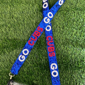 Chicago Cubs Baseball Sequin Beaded Purse Strap /  Cubs Clear Bag Strap / MLB Stadium Strap / Wrigley Game Day Purse Strap / Concert Strap