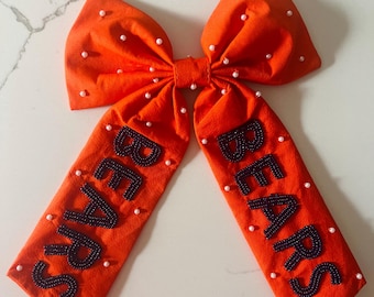 Chicago Bears Hair Bow / Da Bears Large Bow NFL Football Game / Game Day Tailgate Hair Accessories