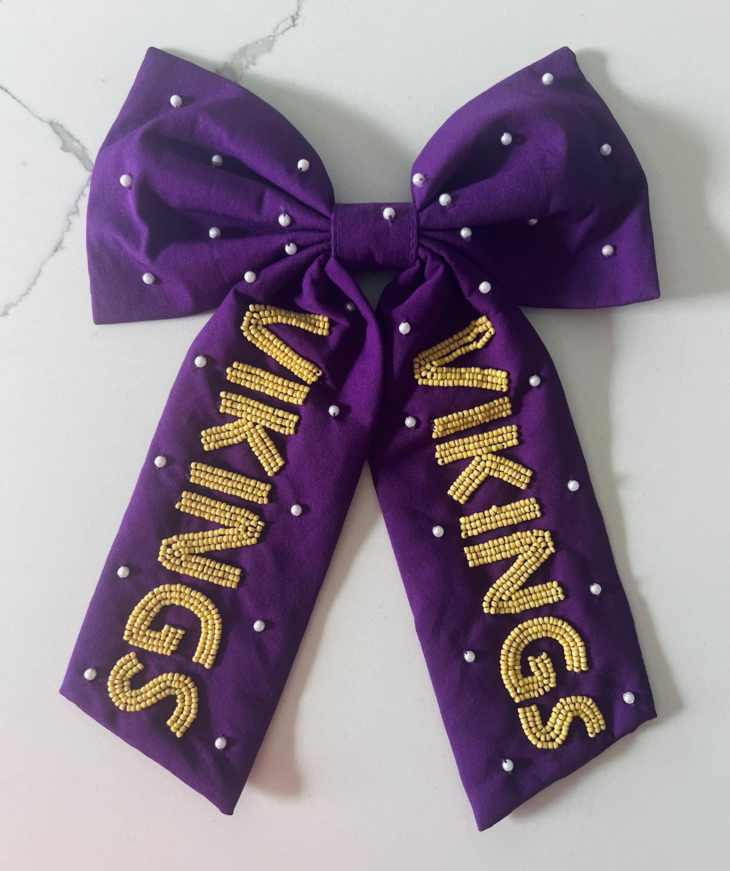 Minnesota Vikings Hair Bow / Large NFL Skol Bow Football Game / Game Day Tailgate Hair Accessories