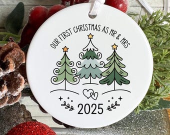 First Christmas As Mr and Mrs Ornament - Our First Christmas Married Ornament - Personalized Gift - Wedding Gift - Engagement Gift -