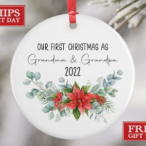 First Christmas as Grandparents Personalized Snowman Ornament - Custom Our First Christmas as Grandparents Ornament - New Grandparents Gift