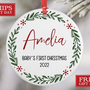 Baby&#39;s My First Christmas Ornament - Personalized Baby Name Ornament - Baby Keepsake - First Christmas Baby Girl