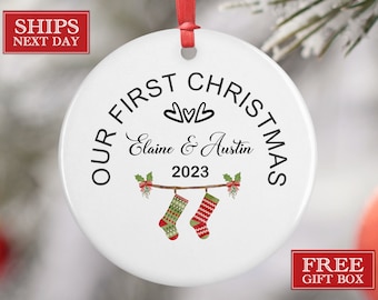Mr and Mrs Christmas Ornament - First Christmas Married Name - Personalized Our First Christmas - Couples gift - Gift for Newlyweds
