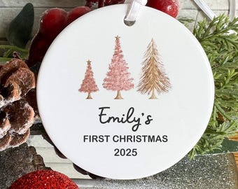 First Christmas Baby Girl Ornament - Personalized Baby Girl Name Ornament - Custom Name 1st Christmas - Baby Girl Gift - Baby Shower Gift