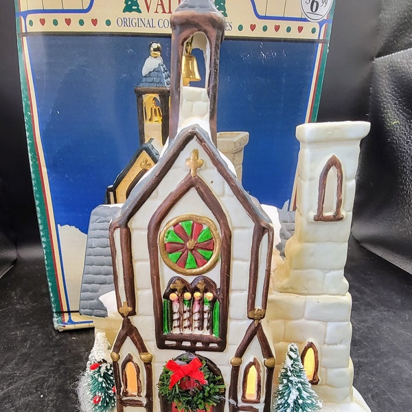 1991 Christmas Valley, Porcelain Church Night Light in Original Package