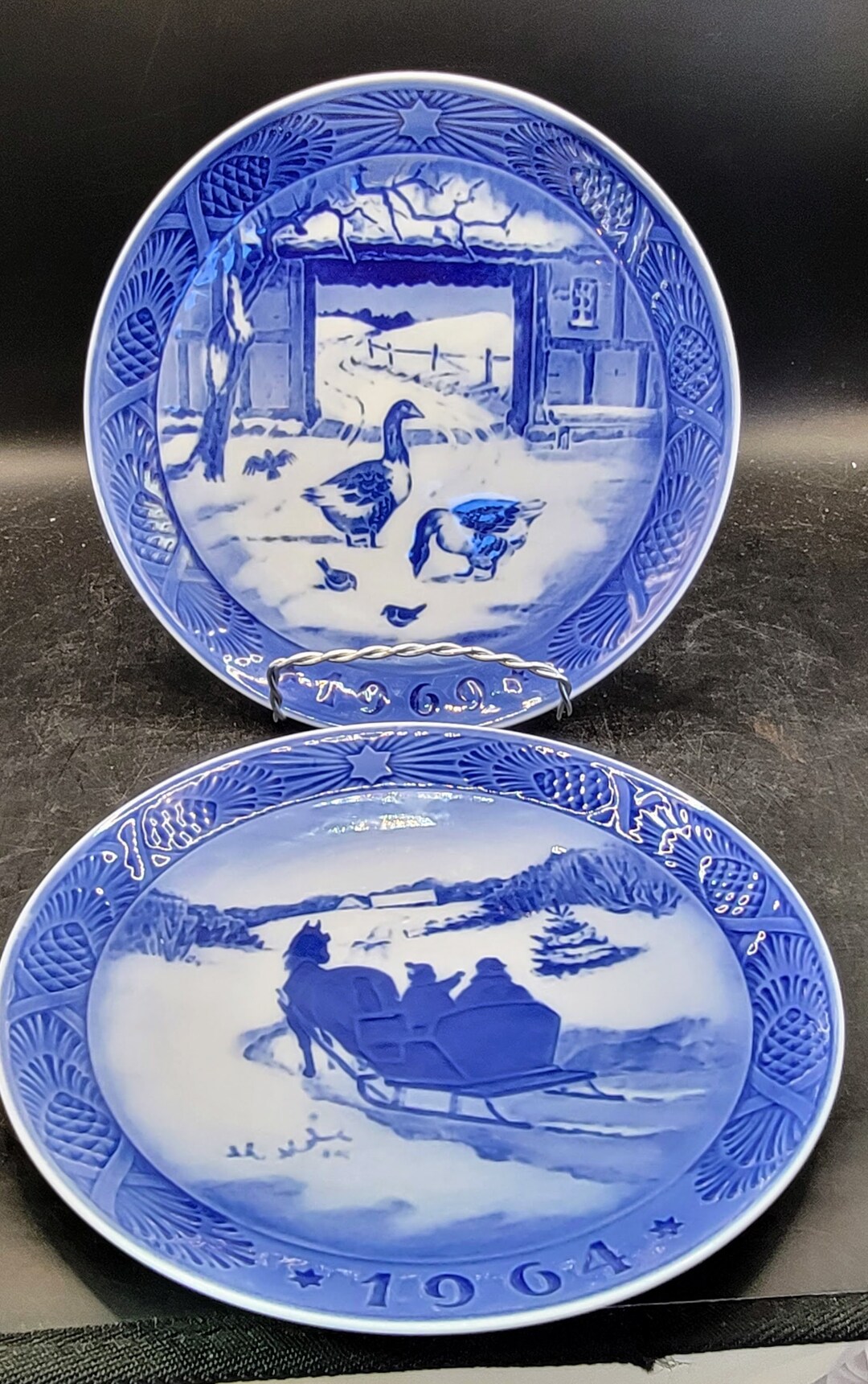 Royal Copenhagen Christmas Plates Set of 2 1964 Fetching Etsy