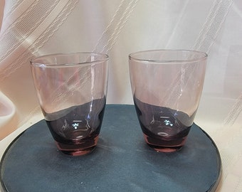 Pair of Amethyst/Purple Juice Glasses by Libbey, MCM, Excellent Condition