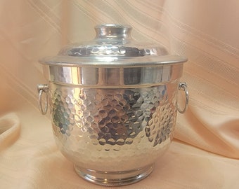 Vintage, MCM, Hammered Aluminum Ice Bucket, B.501, Made in Italy, Excellent Condition