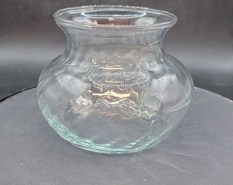 Indiana Glass, Iridescent, Clear, Swirled, Rose Bowl/Vase, 1970's, Excellent Condition