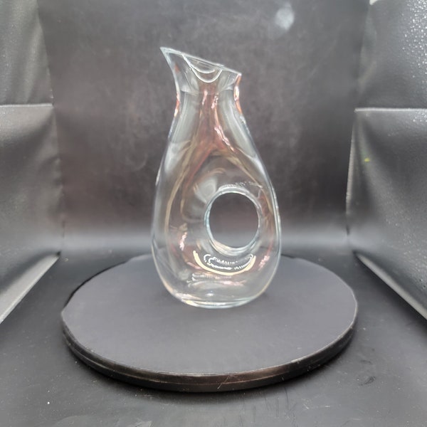 Badash Eternity Crystal Pitcher, Hand Made in Poland, Donut Hole Carafe, vintage, Excellent Condition
