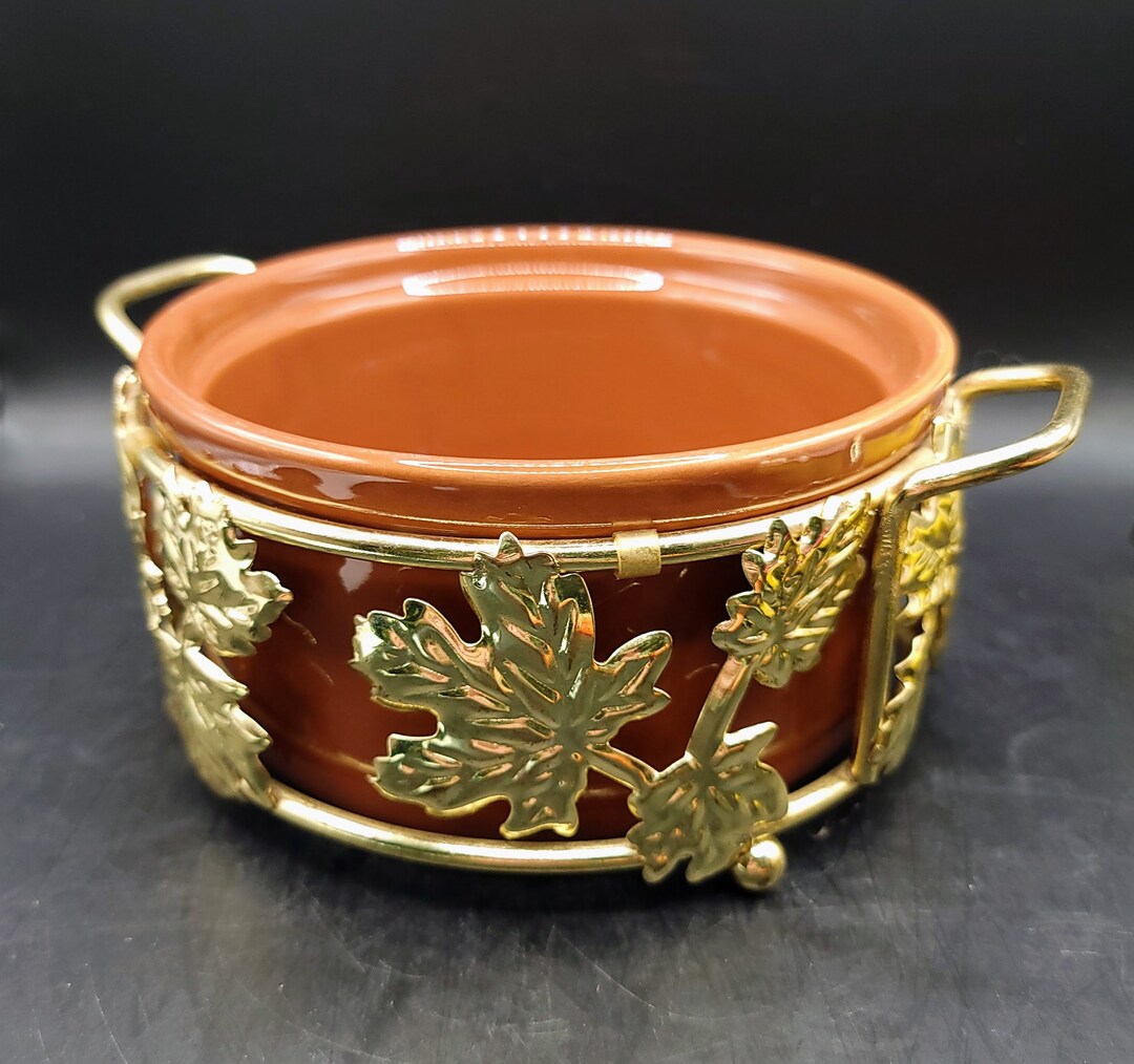 Brass Casserole Holder With Ceramic Insert Etsy
