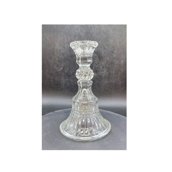 Classic Clear Glass Taper Candle Holder, Indiana Glass Co, Bell Shaped, Holiday Decor Gift