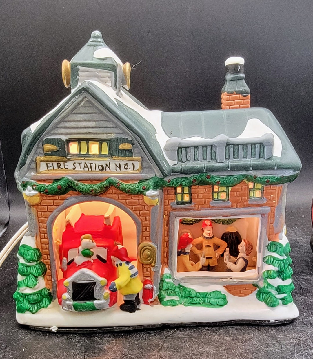 2000's Victorian Christmas Village Fire Station 1 With Etsy Christmas Village Fire Station