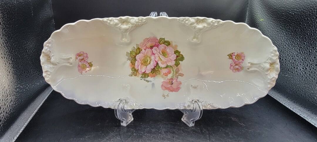 Ivory & Pink Roses, Hand Painted in Germany, Vanity Dish - Etsy