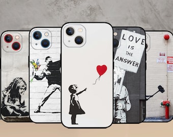 Banksy Graffiti Art Phone case fit for iPhone 15/14 MagSafe S24 Ultra S23 S23FE S22 A55 A35 A15 A14  Google Pixel 8Pro 8 7A