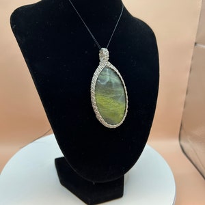 Handmade Wire-Wrapped Natural Stone Pendant - Hand-Cut and Polished Statement Jewelry