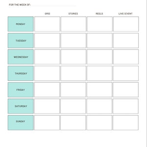 Weekly social media planner