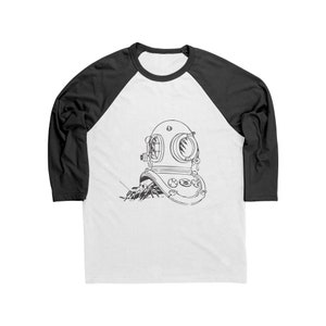 Lunker Head Lobster in Dive Helmet Canvas Mens Raglan Shirt