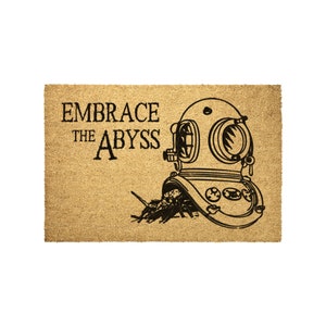 Outdoor Mat - Embrace The Abyss Lobster in Dive Helmet