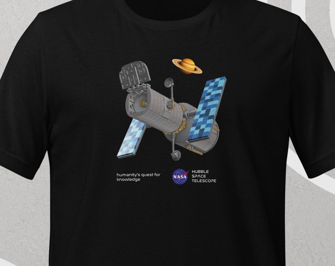 NASA Hubble Telescope T-Shirt | Unisex Tee with Saturn Graphic & Hubble Slogan – Ideal for Space Fans