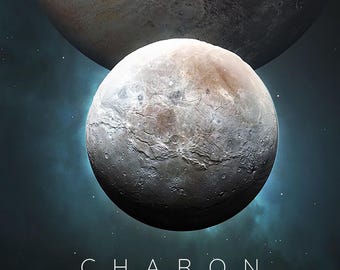 Charon Moon Print: NASA Space Exploration Poster, Galaxy Art