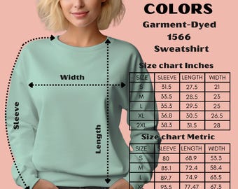 Size Guide & Color Chart - Comfort Colors® 1717 T-Shirt and 1566 Sweatshirt  - Three Charts - Instant Download for Marketing and Advertising
