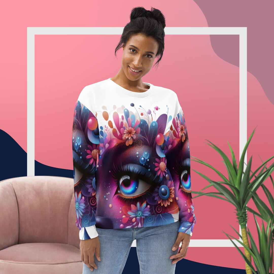 Creative Floral Sweatshirt Unique Art, Trendy Streetwear, Comfy ...
