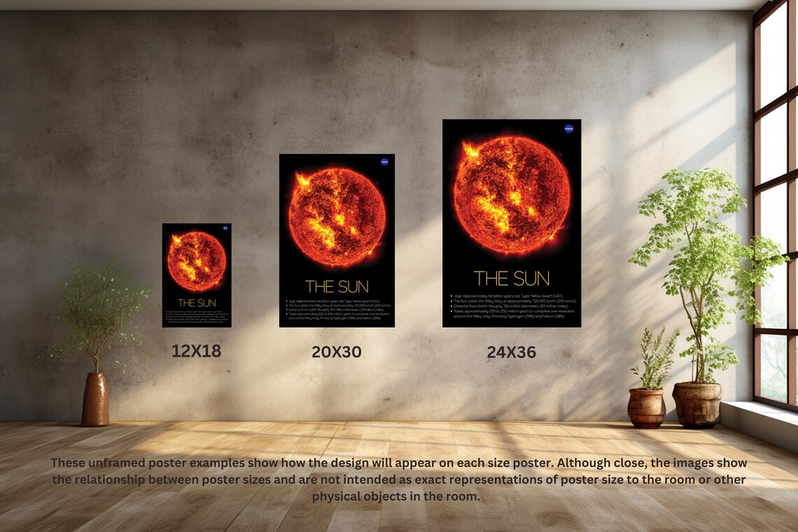 Sun Rotation Poster The Sun Vertical Poster: NASA Space Exploration Art Print - Etsy