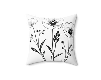 Nordic Flower Square Pillow, double sided print